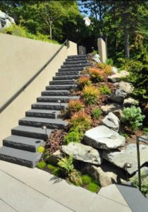 Basalt chiseled edge stairs