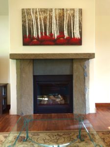 Basalt fire place surround