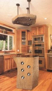 Basalt island with basalt cap light above