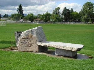 Granite bench at Playfield