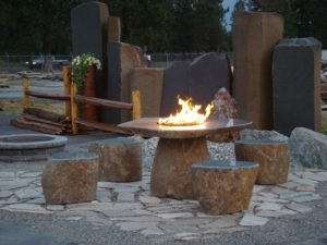 Green granite fire table