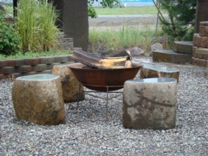 Green granite stools