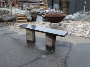 Polished basalt 3 piece bench