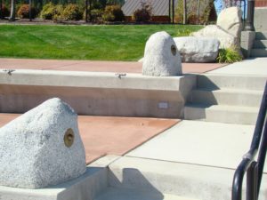 Salt and pepper granite pathway lights